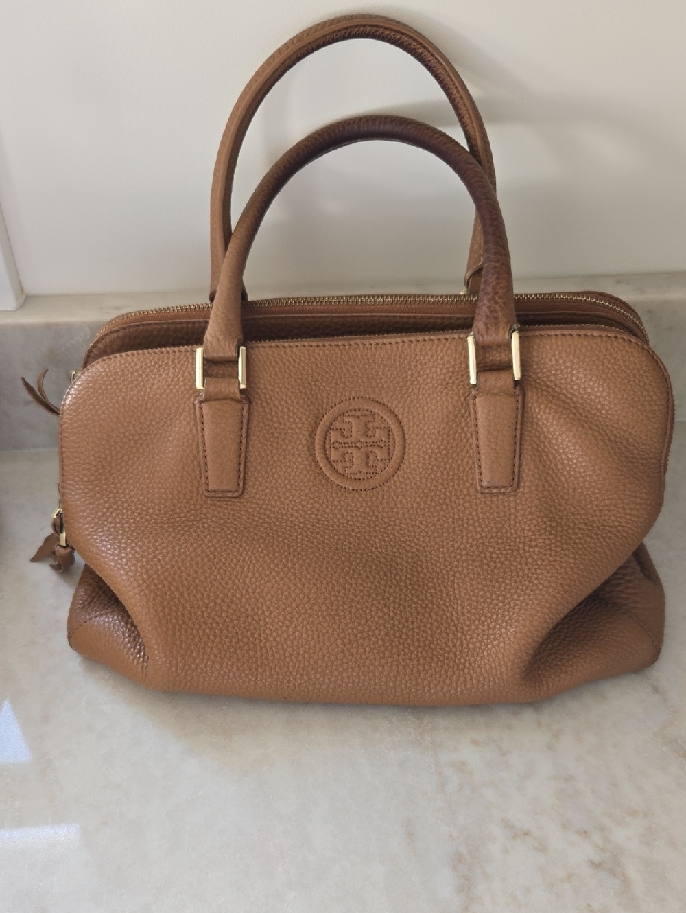 Tory Burch Marian Triple Zip Satchel In Color Bark